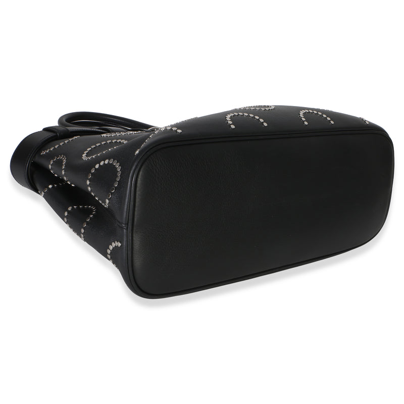 Prada Black Soft Grain Calfskin Studded Large Buckle Bag With Belt Leather Handbag