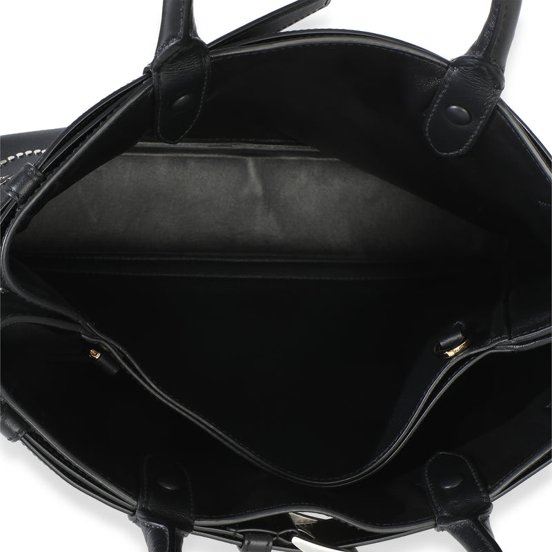 Prada Black Soft Grain Calfskin Studded Large Buckle Bag With Belt Leather Handbag