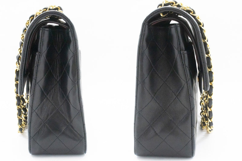 Chanel Vintage Square Classic Double Flap Quilted Leather Black Bag