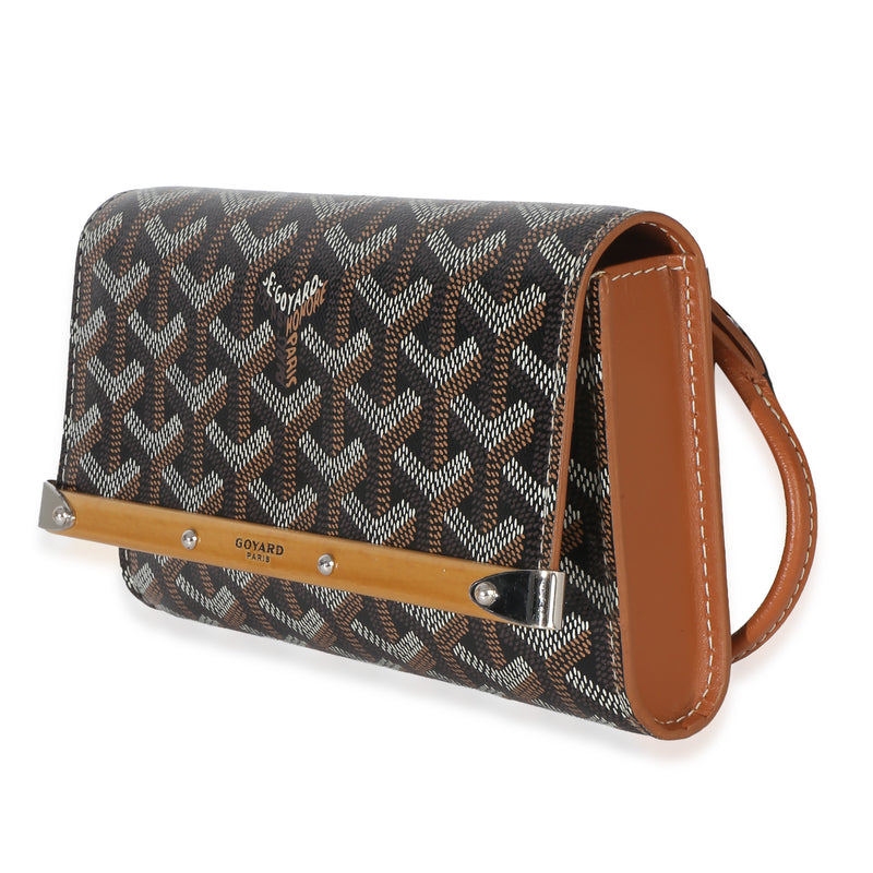 Goyard Gold Black Goyardine Monte Carlo Mini Clutch Coated Canvas Handbag