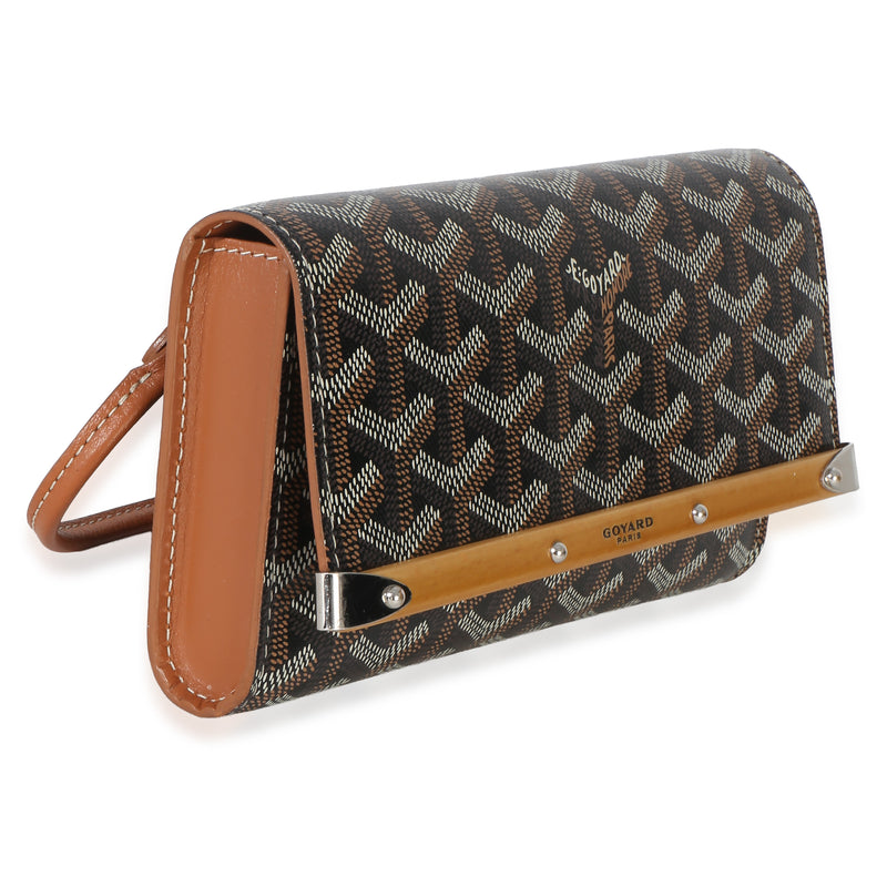 Goyard Gold Black Goyardine Monte Carlo Mini Clutch Coated Canvas Handbag
