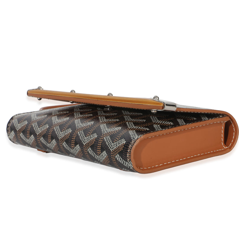 Goyard Gold Black Goyardine Monte Carlo Mini Clutch Coated Canvas Handbag