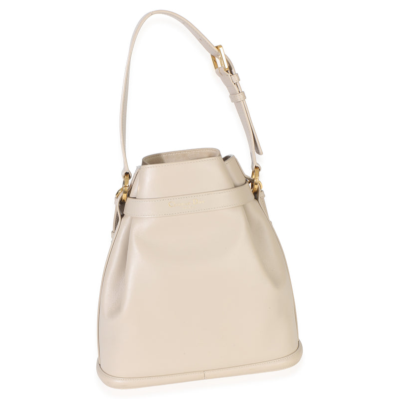 Christian Dior Beige Calfskin Cd Embossed Medium Cest Bucket Bag Leather Handbag