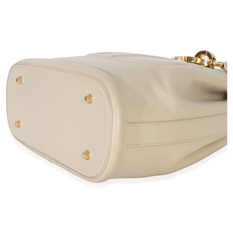 Christian Dior Beige Calfskin Cd Embossed Medium Cest Bucket Bag Leather Handbag