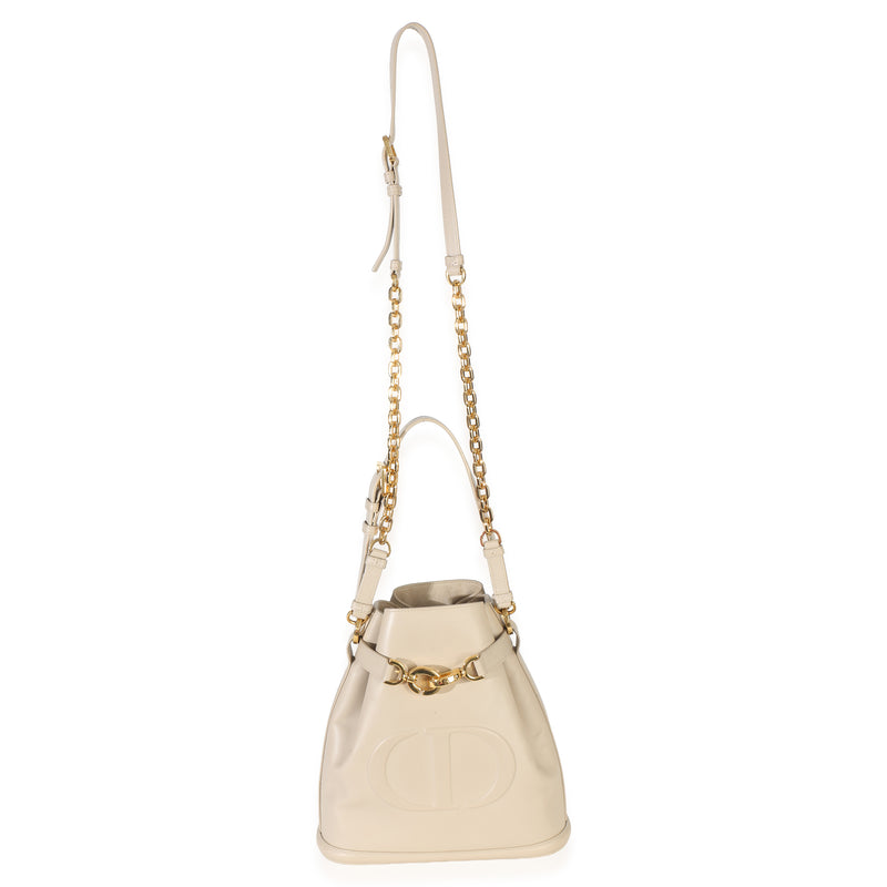 Christian Dior Beige Calfskin Cd Embossed Medium Cest Bucket Bag Leather Handbag