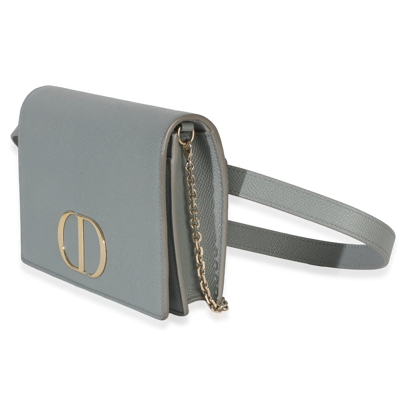 Christian Dior Blue Grained Calfskin 30 Montaigne 2-In-1 Pouch Leather Handbag