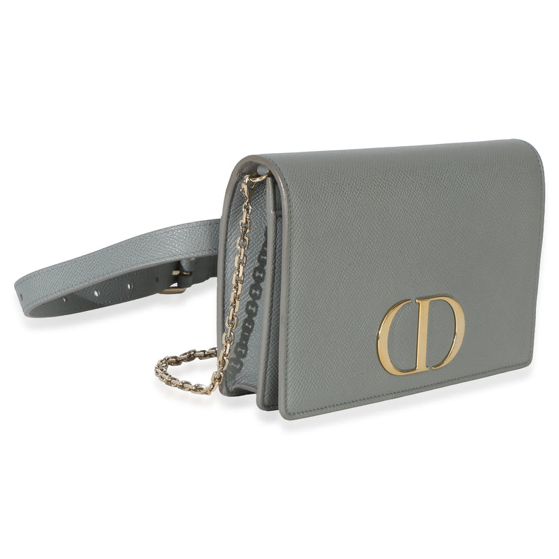Christian Dior Blue Grained Calfskin 30 Montaigne 2-In-1 Pouch Leather Handbag