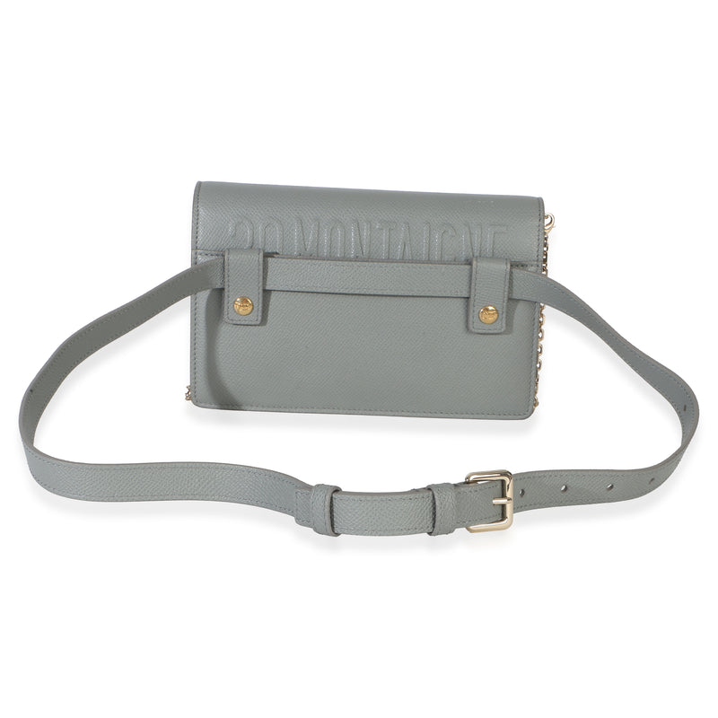 Christian Dior Blue Grained Calfskin 30 Montaigne 2-In-1 Pouch Leather Handbag