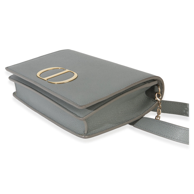 Christian Dior Blue Grained Calfskin 30 Montaigne 2-In-1 Pouch Leather Handbag