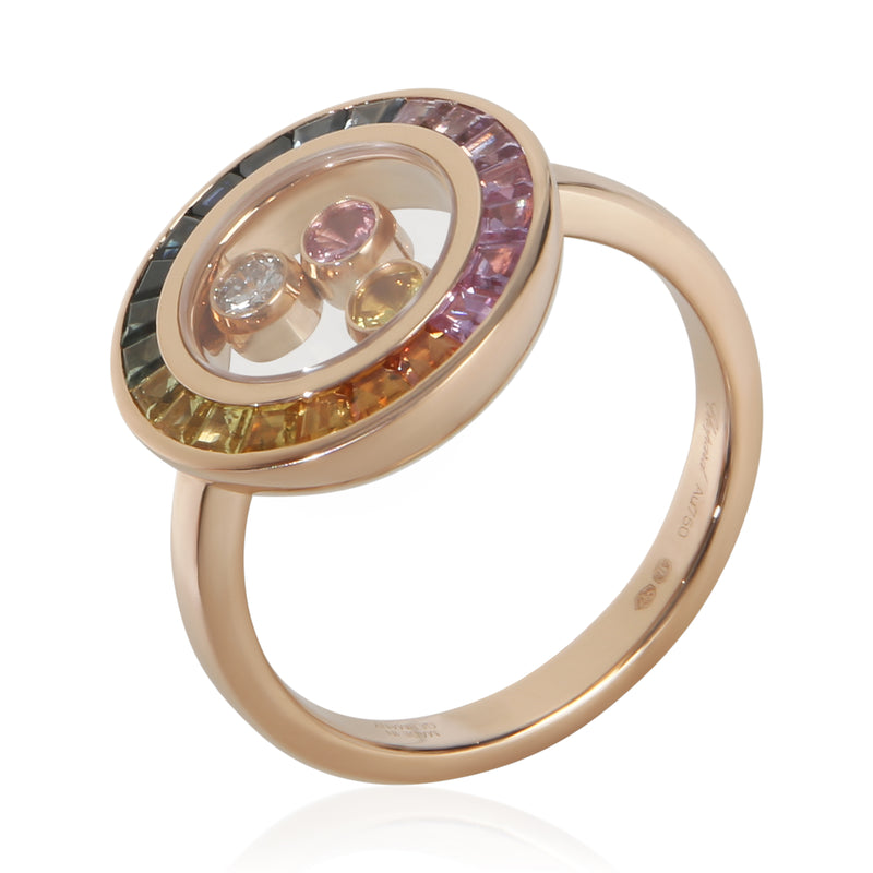 Chopard Rose Gold Sapphire And Diamond Happy Ring 18k