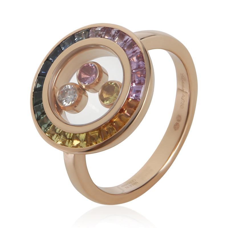 Chopard Rose Gold Sapphire And Diamond Happy Ring 18k