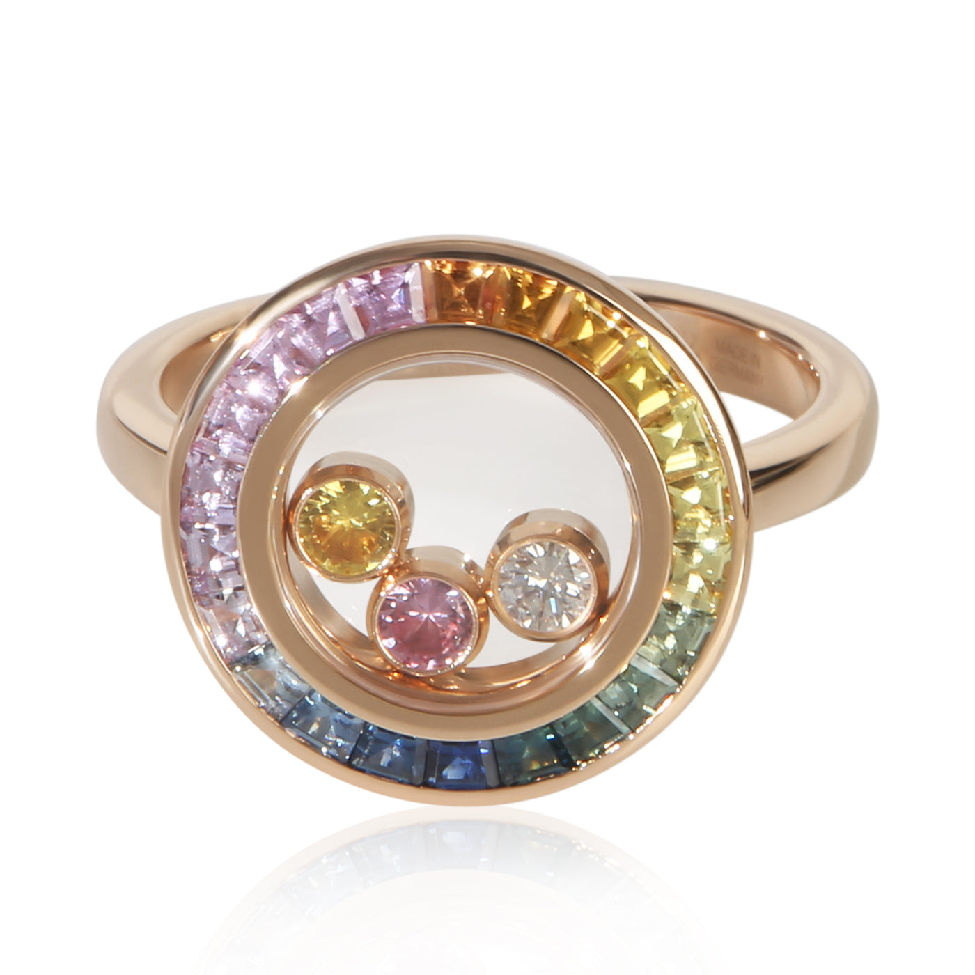 Chopard Rose Gold Sapphire And Diamond Happy Ring 18k