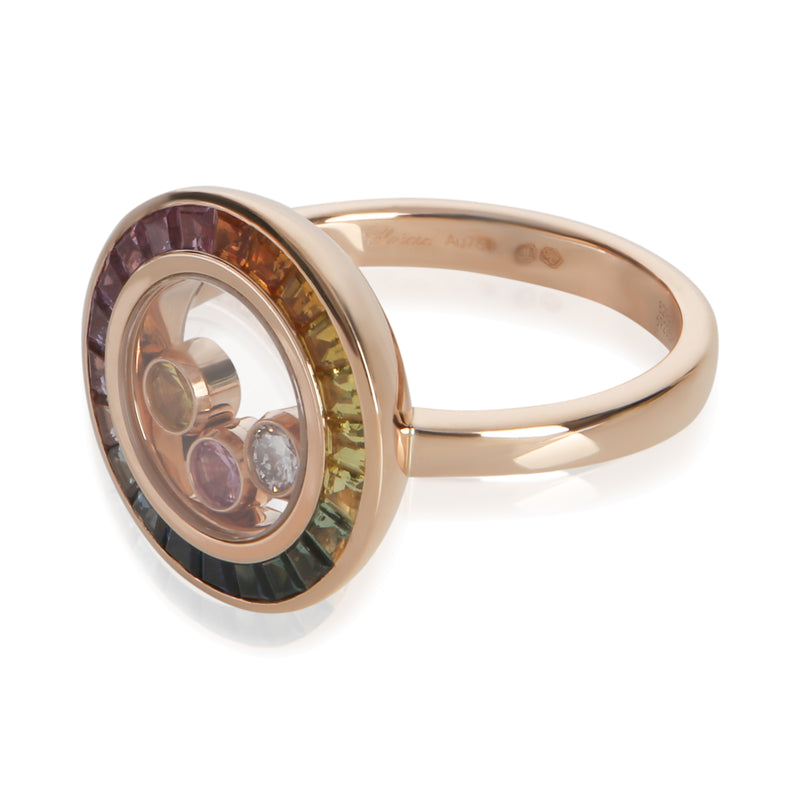 Chopard Rose Gold Sapphire And Diamond Happy Ring 18k