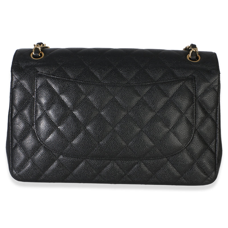 Chanel Black Quilted Caviar Jumbo Double Flap Handbag Leather
