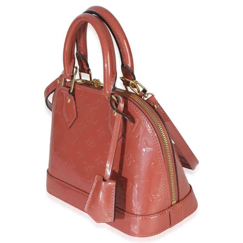 Louis Vuitton Rose Litchi Monogram Vernis Alma Bb Pink Patent Leather Handbag