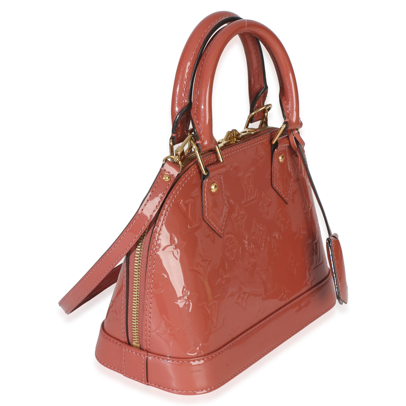 Louis Vuitton Rose Litchi Monogram Vernis Alma Bb Pink Patent Leather Handbag