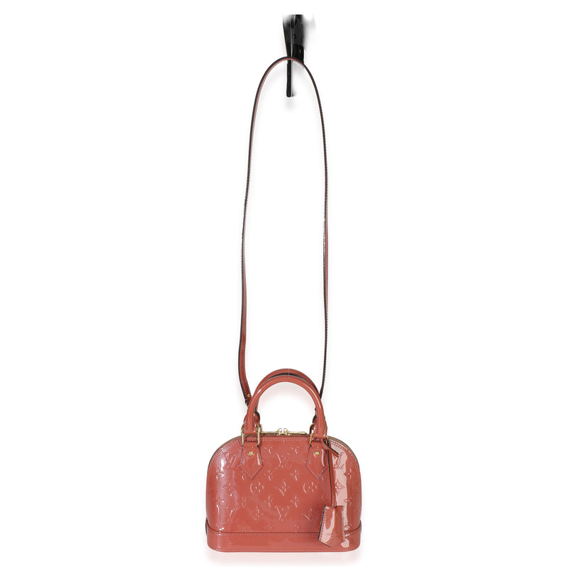 Louis Vuitton Rose Litchi Monogram Vernis Alma Bb Pink Patent Leather Handbag