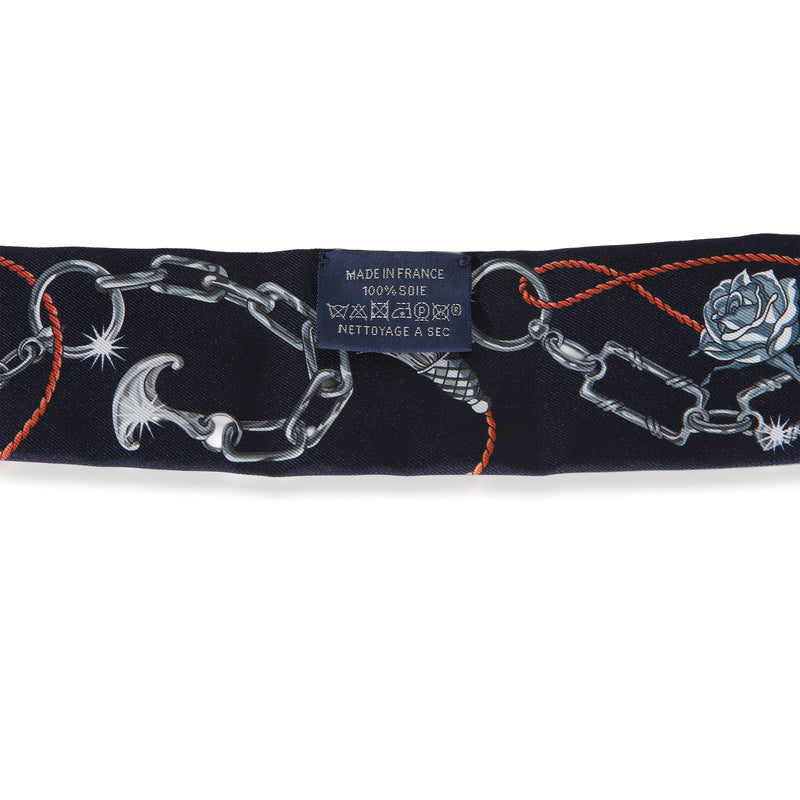 Hermès Ardoise Rose Marine Cest La Fete Silk Twilly Blue Scarves/wraps