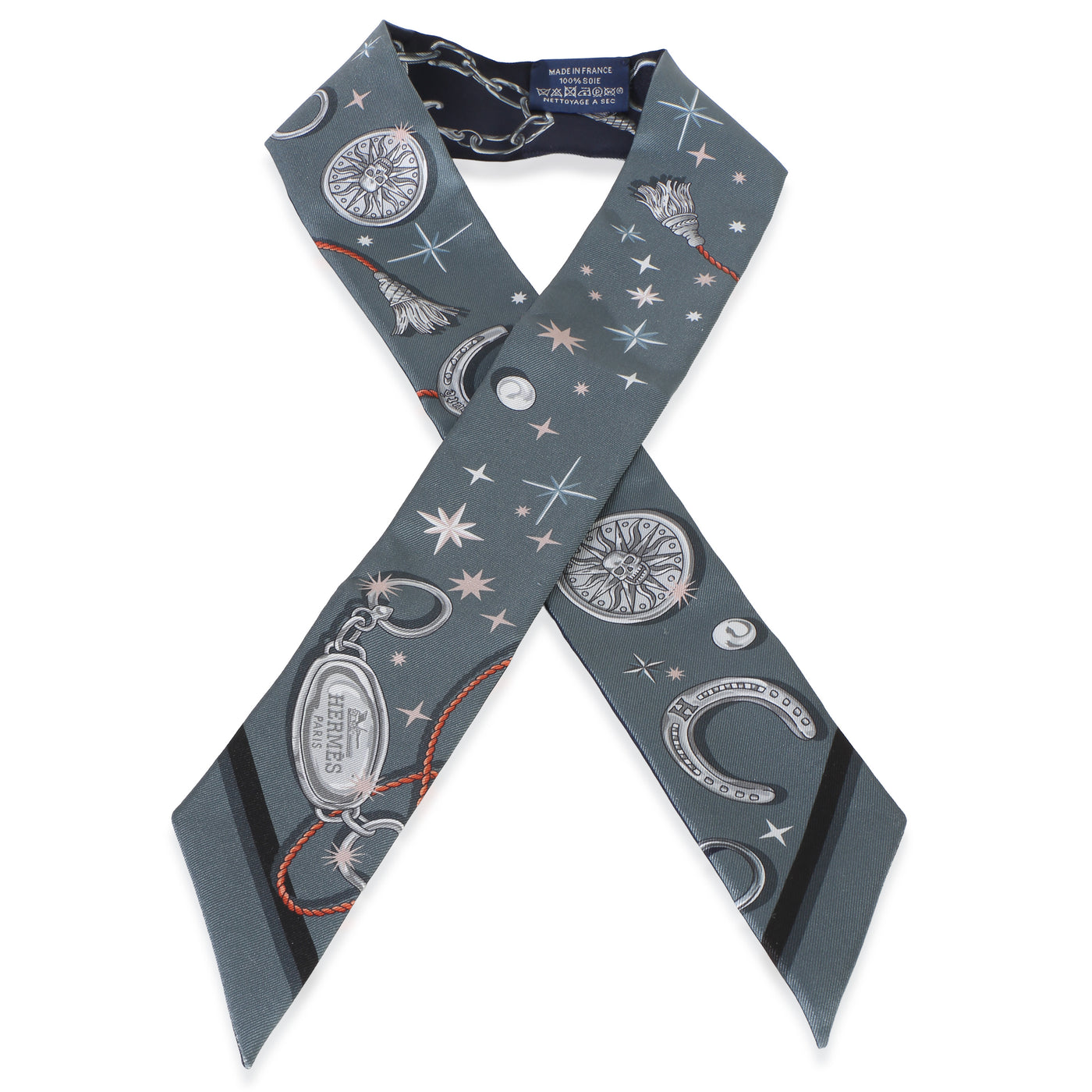 Hermès Ardoise Rose Marine Cest La Fete Silk Twilly Blue Scarves/wraps