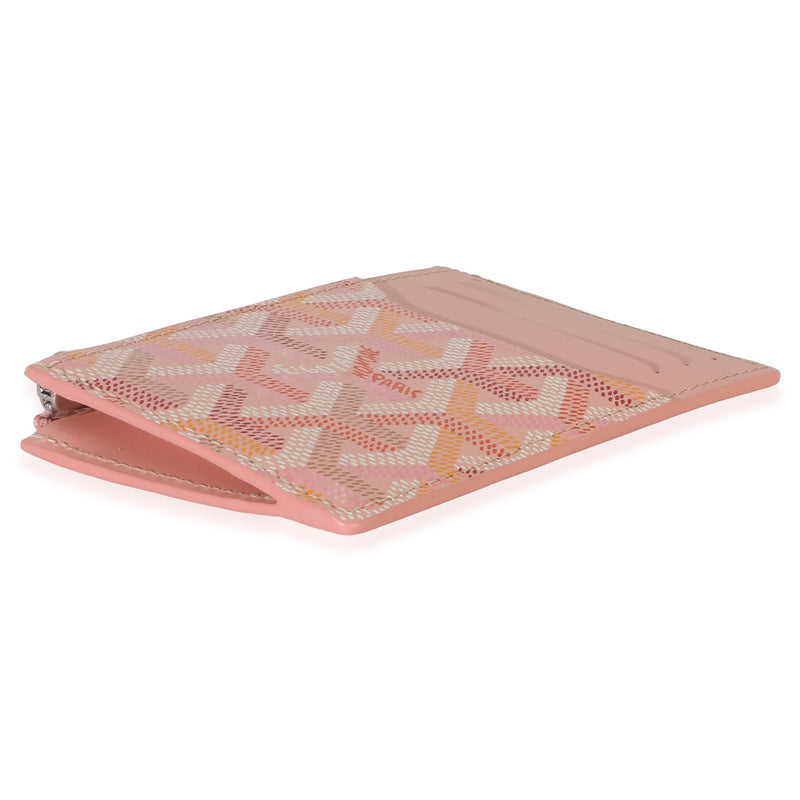 Goyard Pink Goyardine Canvas Bourbon Zip Card Holder Canvas; Leather Wallet