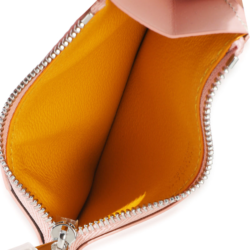Goyard Pink Goyardine Canvas Bourbon Zip Card Holder Canvas; Leather Wallet