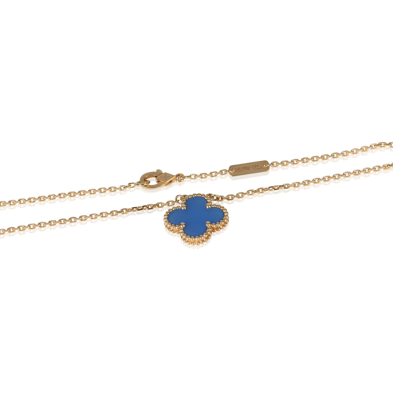 Van Cleef & Arpels Yellow Gold Agate Vintage Alhambra Pendant 18k