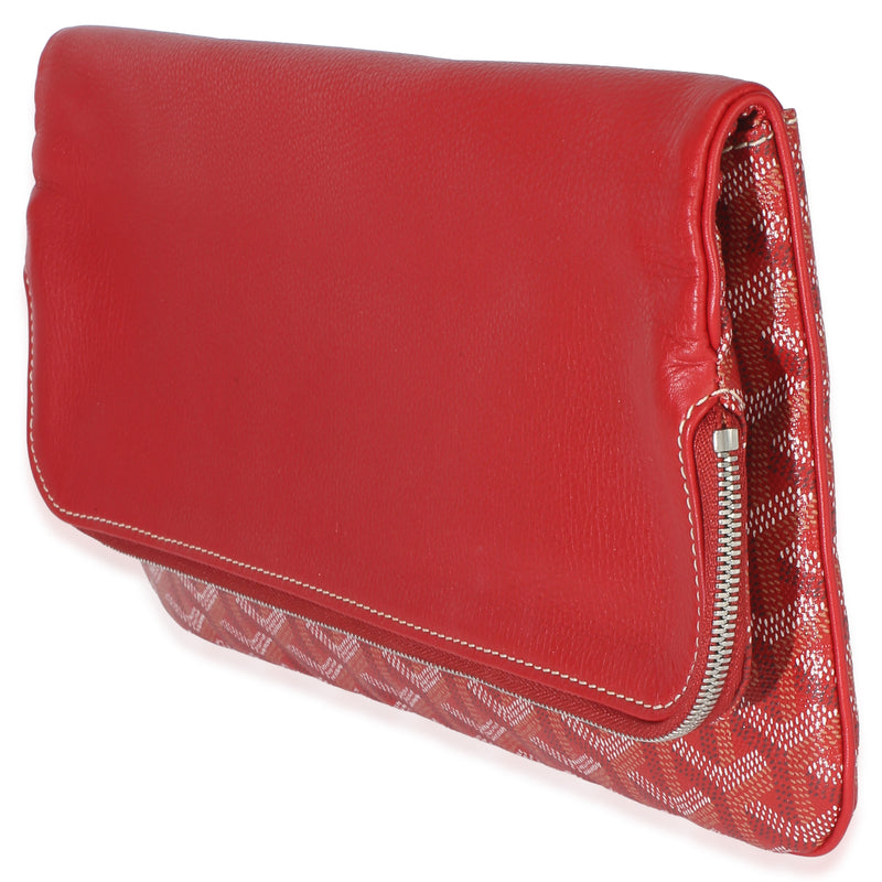 Goyard Red Goyardine Canvas Sainte Marie Clutch Coated Handbag