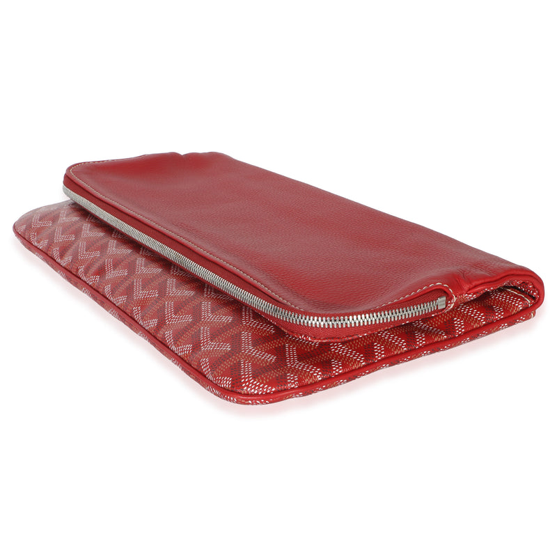 Goyard Red Goyardine Canvas Sainte Marie Clutch Coated Handbag