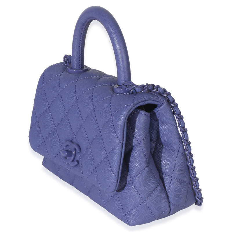 Chanel Purple Quilted Incognito Mini Coco Top Handle Flap Bag Leather Handbag