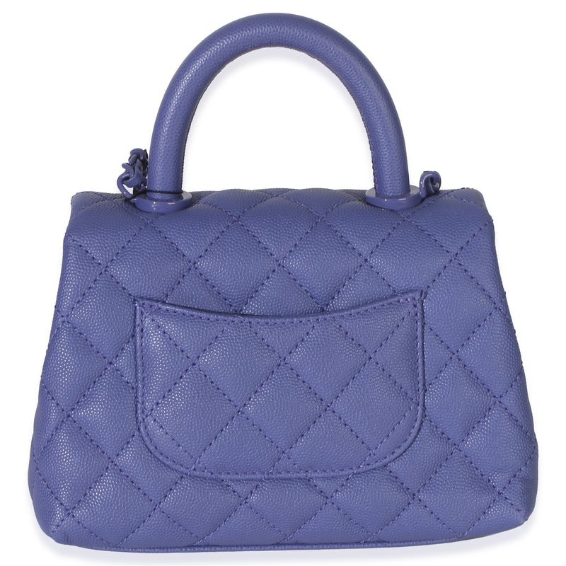 Chanel Purple Quilted Incognito Mini Coco Top Handle Flap Bag Leather Handbag