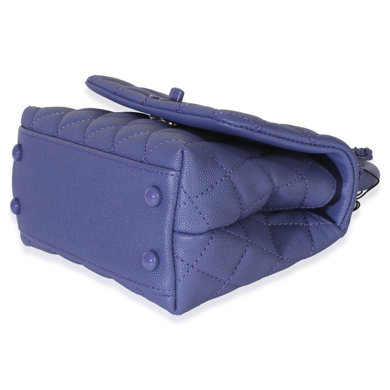Chanel Purple Quilted Incognito Mini Coco Top Handle Flap Bag Leather Handbag