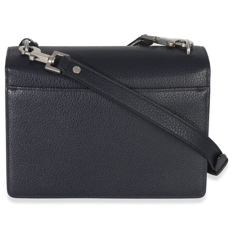 Saint Laurent Navy Grained Calfskin Medium Monogram Sunset Bag Blue Leather Handbag
