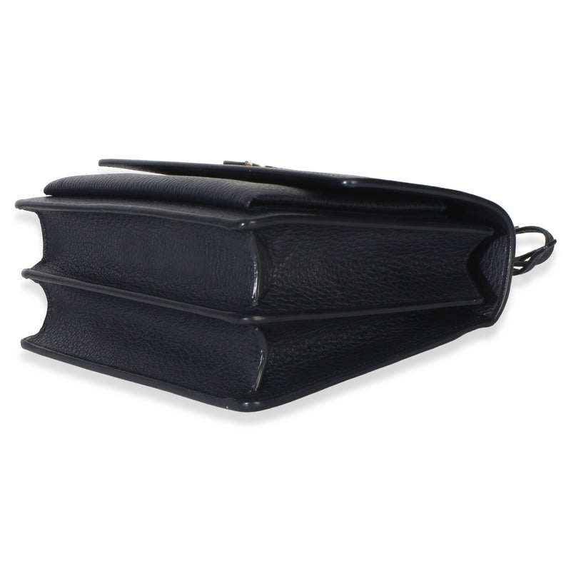 Saint Laurent Navy Grained Calfskin Medium Monogram Sunset Bag Blue Leather Handbag