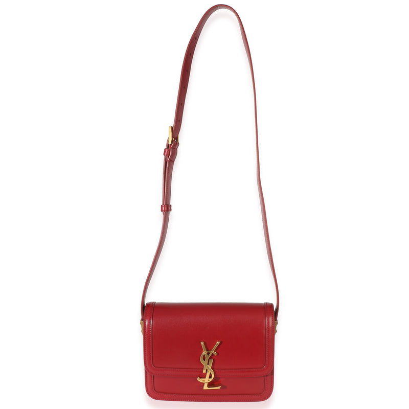 Saint Laurent Red Smooth Calfskin Monogram Small Solferino Satchel Leather Handbag