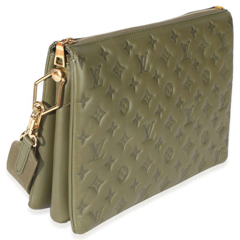 Louis Vuitton Olive Monogram Embossed Lambskin Coussin Mm Green Leather Handbag