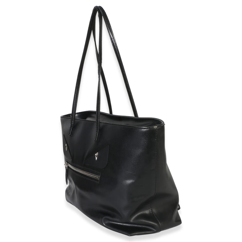 Fendi Black Vitello Monster Medium Roll Tote Leather Handbag