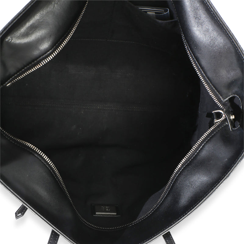 Fendi Black Vitello Monster Medium Roll Tote Leather Handbag
