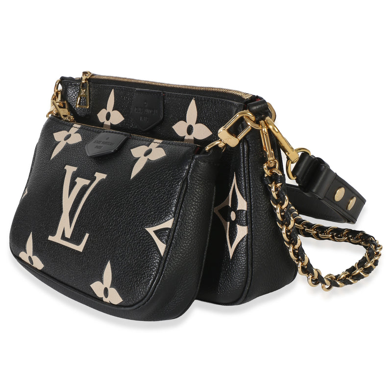 Louis Vuitton Beige Black Monogram Empreinte Multi Pochette Accessoires Beige; Leather Handbag