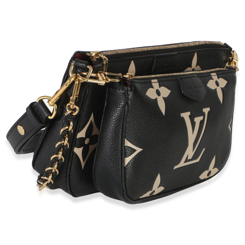 Louis Vuitton Beige Black Monogram Empreinte Multi Pochette Accessoires Beige; Leather Handbag