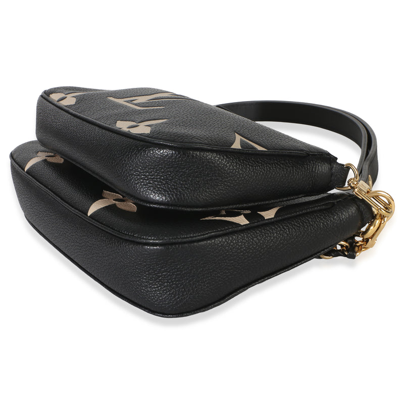 Louis Vuitton Beige Black Monogram Empreinte Multi Pochette Accessoires Beige; Leather Handbag