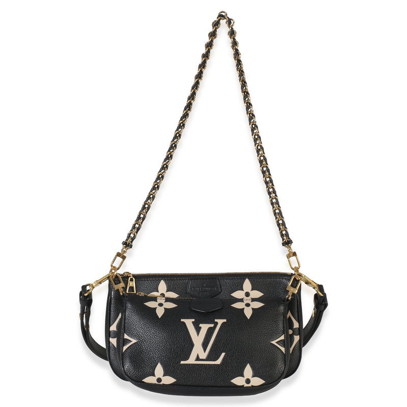 Louis Vuitton Beige Black Monogram Empreinte Multi Pochette Accessoires Beige; Leather Handbag