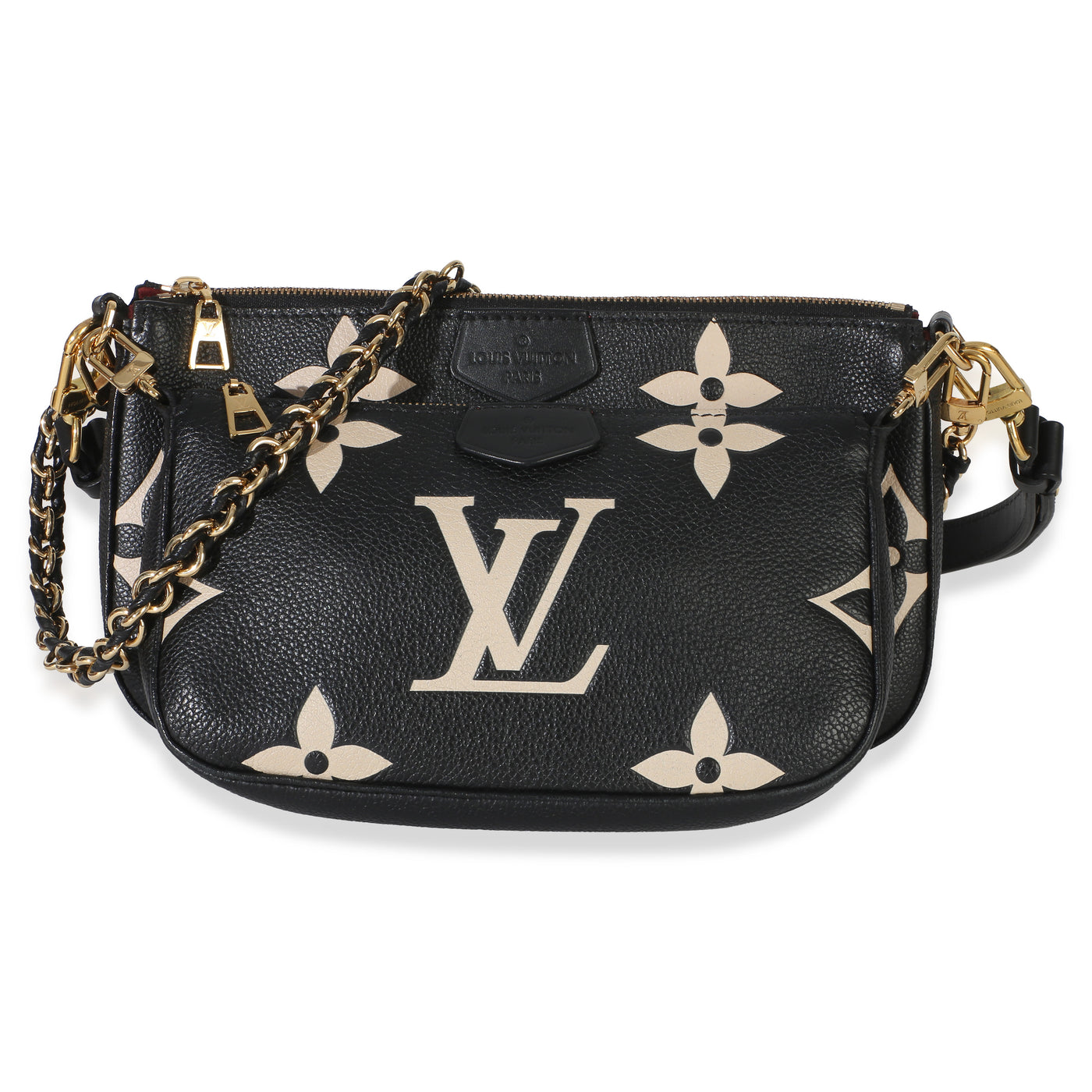 Louis Vuitton Beige Black Monogram Empreinte Multi Pochette Accessoires Beige; Leather Handbag