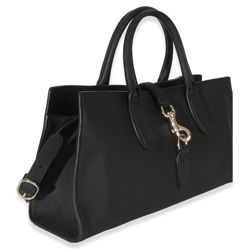 Gucci Black Pebbled Calfskin Medium Jackie Tote Bag Leather Handbag