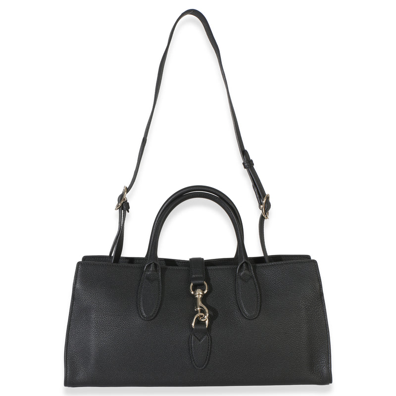 Gucci Black Pebbled Calfskin Medium Jackie Tote Bag Leather Handbag