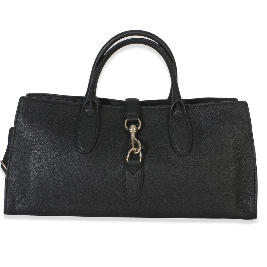 Gucci Black Pebbled Calfskin Medium Jackie Tote Bag Leather Handbag
