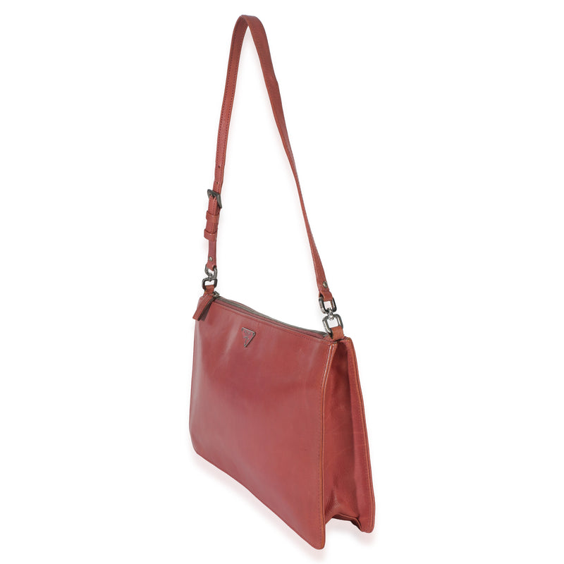 Prada Vintage Pink Bufalino Chic Pochette Leather Handbag