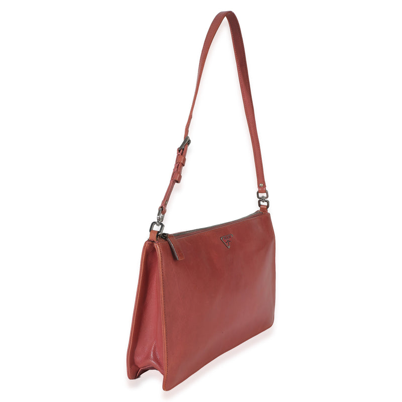 Prada Vintage Pink Bufalino Chic Pochette Leather Handbag