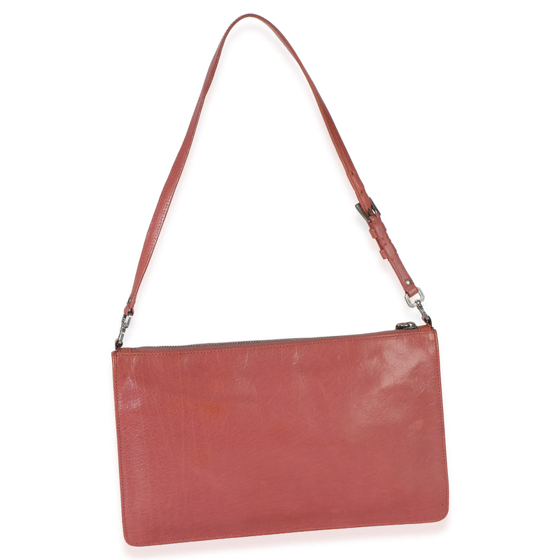 Prada Vintage Pink Bufalino Chic Pochette Leather Handbag