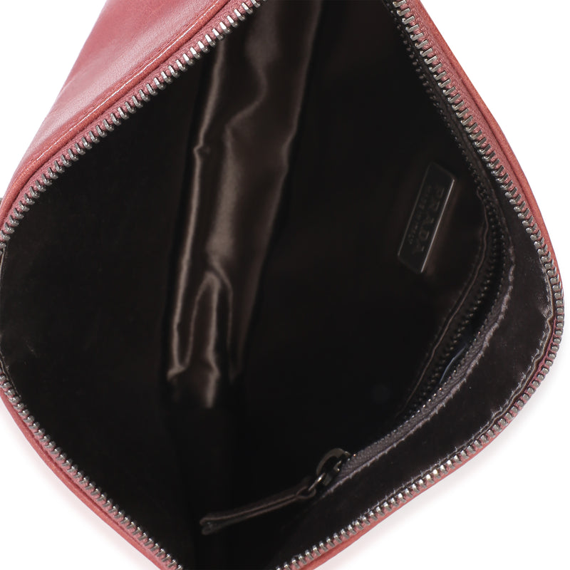 Prada Vintage Pink Bufalino Chic Pochette Leather Handbag