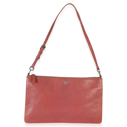 Prada Vintage Pink Bufalino Chic Pochette Leather Handbag